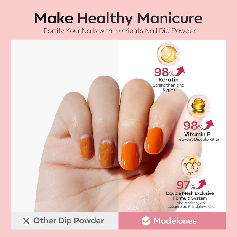Modelones Dip Powder Nail Kit - 40 Pcs Glitter Set | 20 Colors Including Nude, Pink, Burgundy & Blue