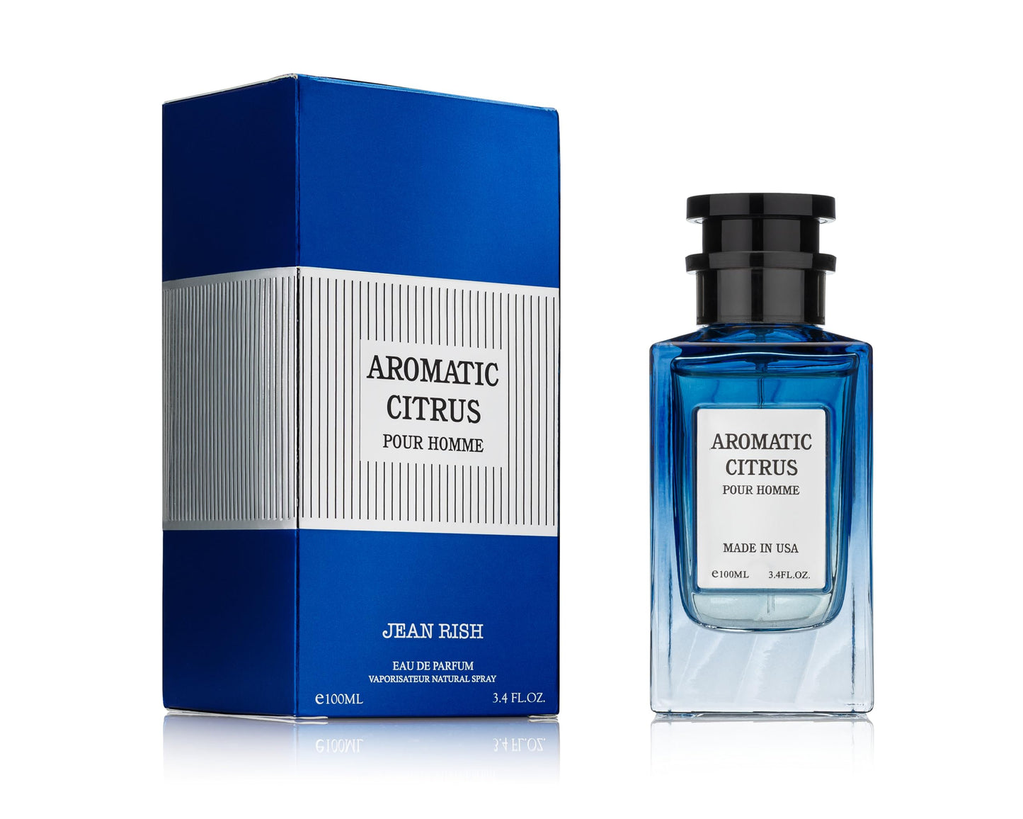 Jean Rish Aromatic Citrus Perfume for Men Eau De Parfum, Long-Lasting Luxury Fragrance, Made In USA - Lemon, Lavender, Vanilla, Amber Scent - 100ml / 3.4 oz