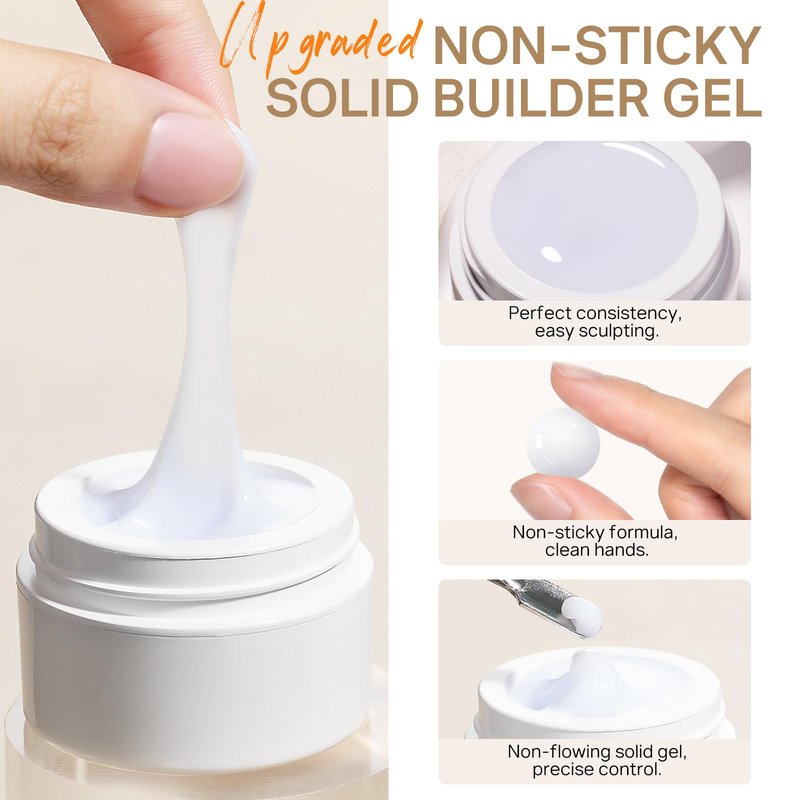 MIZHSE Solid Builder Gel for nails, 3 Colors Sculpting Gel for Nails, Clear White Pink Non-Sticky Hand 3D Nail Art Building Carving Modeling Hard Nail Extension Manicure Salon Home DIY Gift