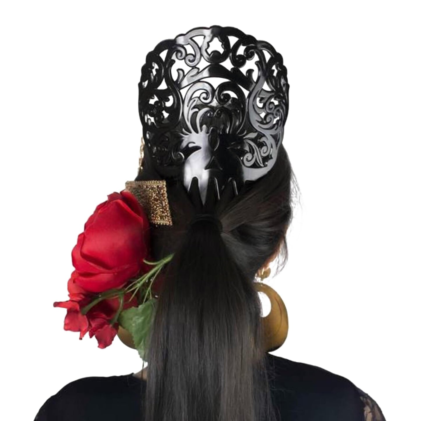 Spanish Hair Comb for Women – Traditional Flamenco Peineta Española for Girls – Ornamental Black Accessory from Spain – Flamenco Hair Combs – Spanish Combs – Mantilla Comb Model I by Ole Ole Flamenco