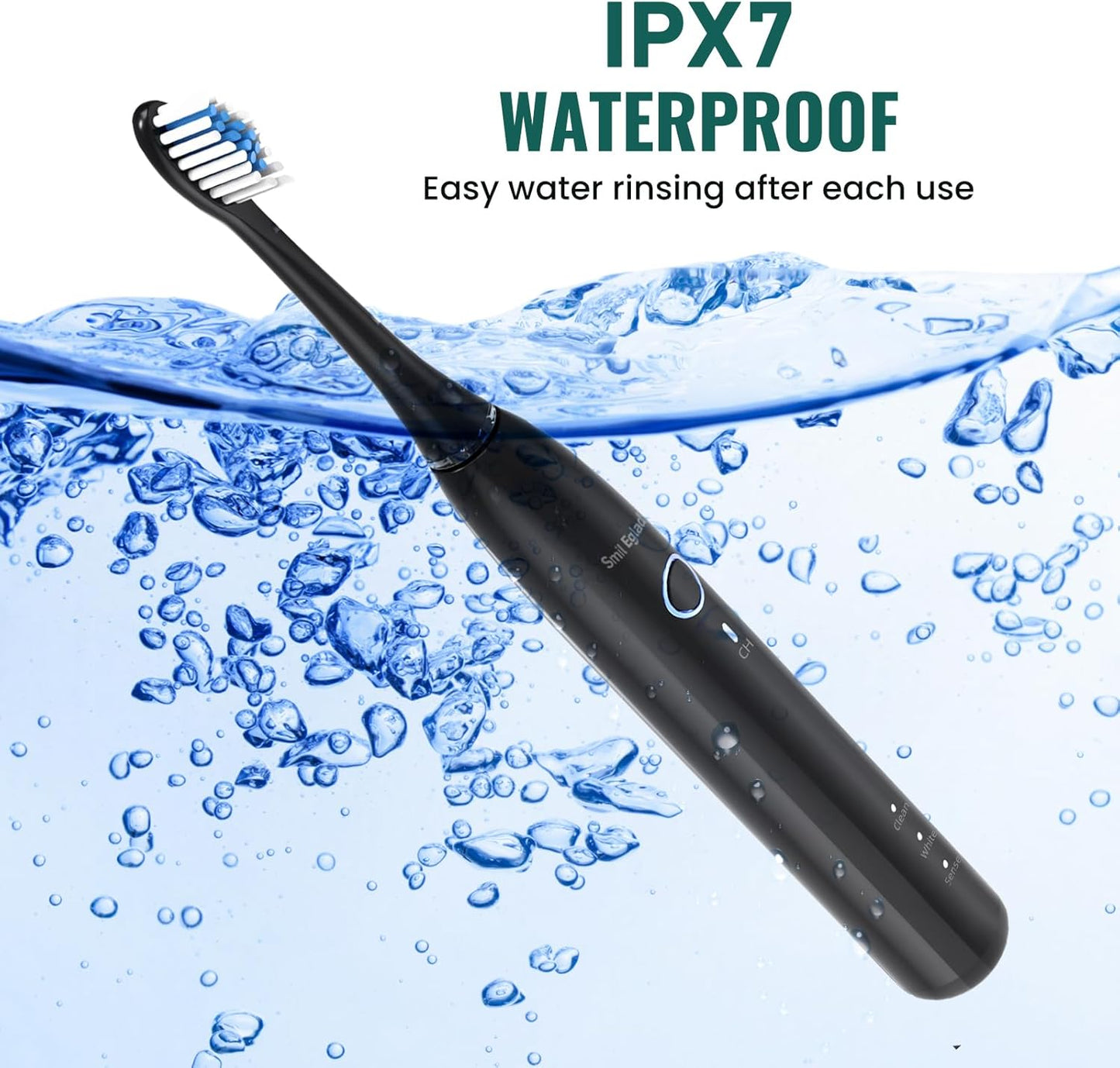Rechargeable Sonic Electric Toothbrush for Adults - 10 Brush Heads, 3 Modes, 2-Minute Timer | Travel-Friendly Black
