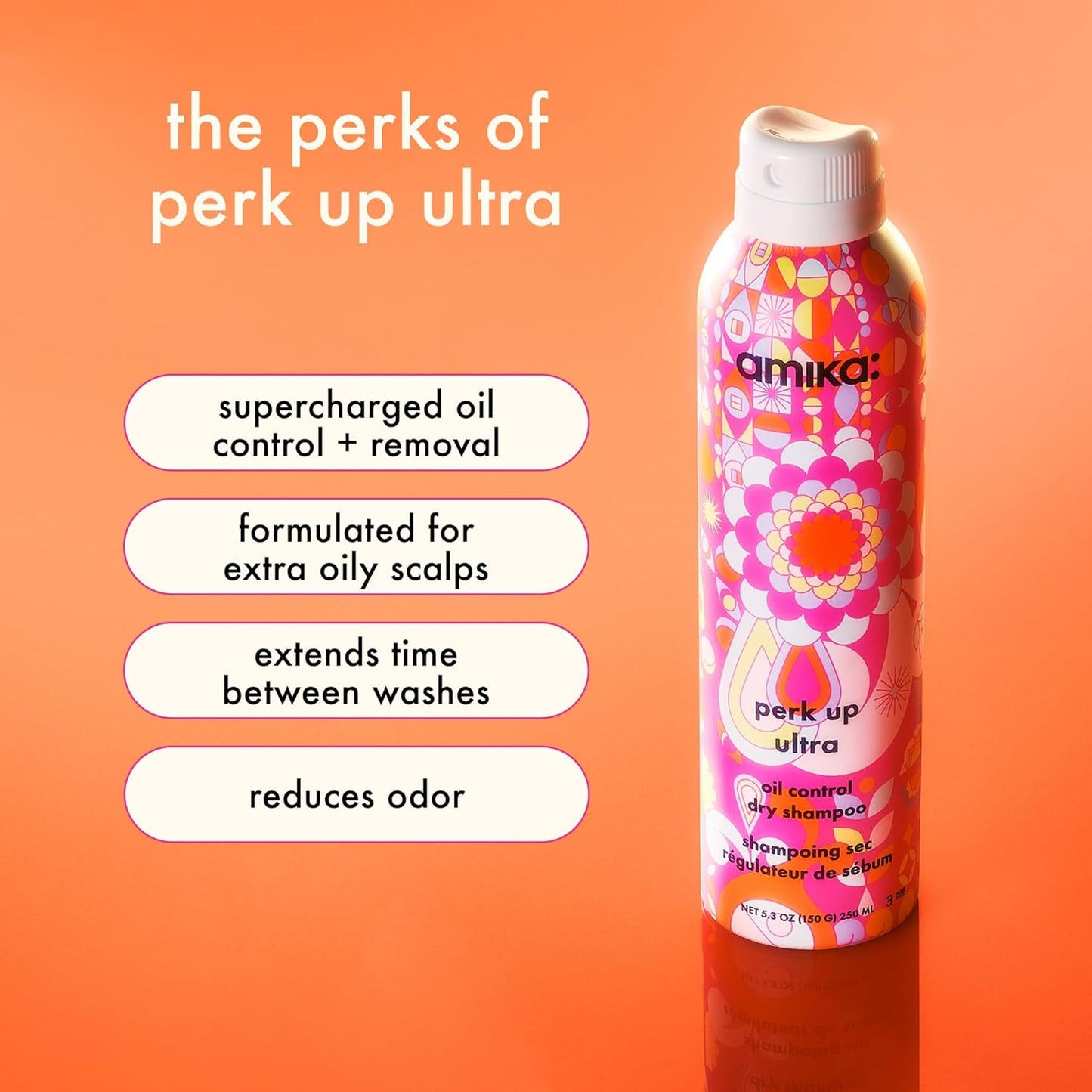 Amika Perk Up Dry Shampoo - Oil Control & Scalp Refreshing Formula | For All Hair Types, Extra Oily Scalps
