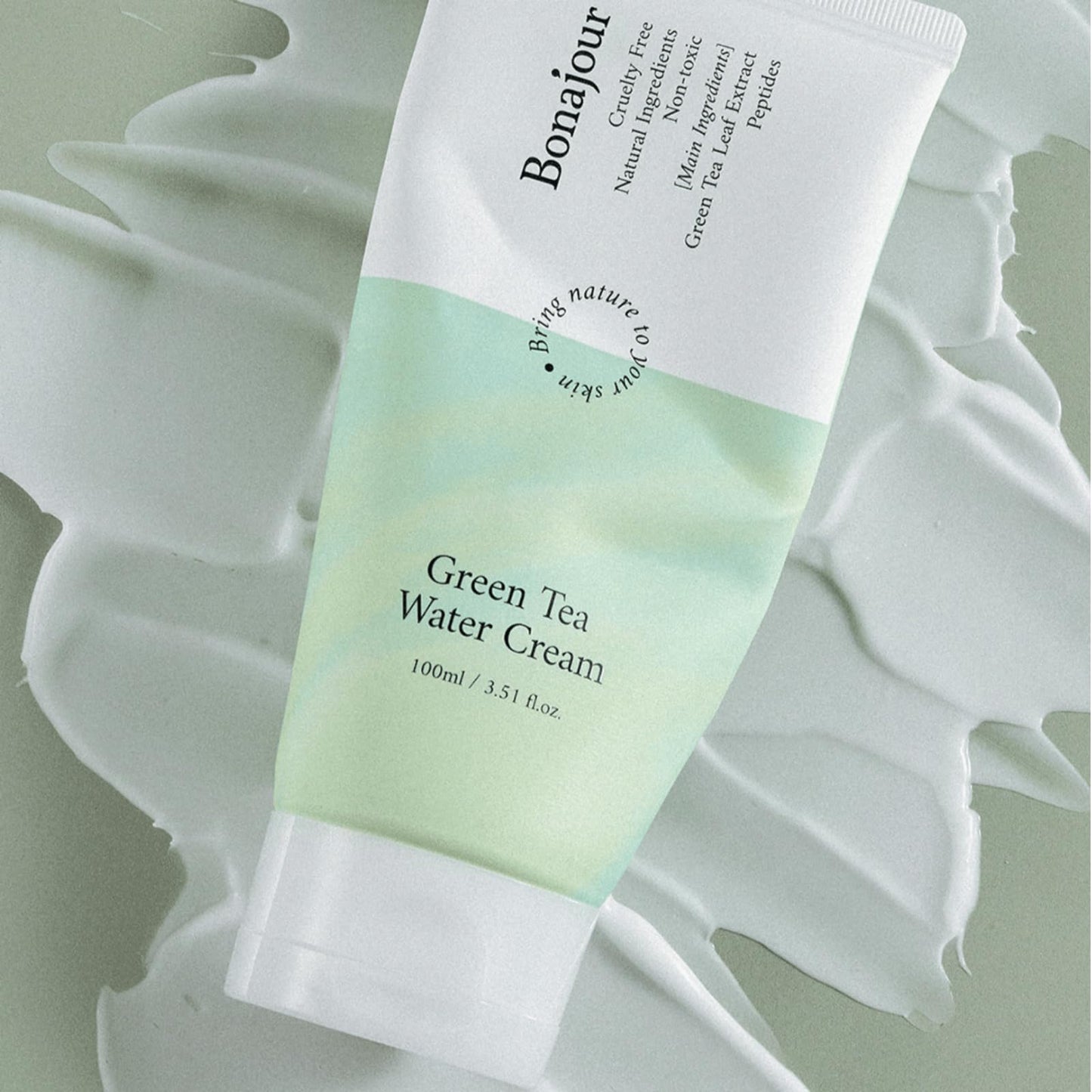 BONAJOUR] Green Tea Water Cream Vegan Moisturizing Facial Gel Cream for sensitive skin - Daily hydrating Water Bomb Moisturizer 3.38 Fl. oz -