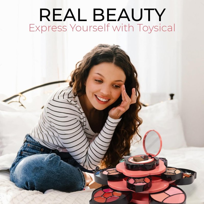 Makeup Kit for Teens - Flower Palette Gift Set | 3-Tier Petals, Variety Shades, Perfect for Beginners
