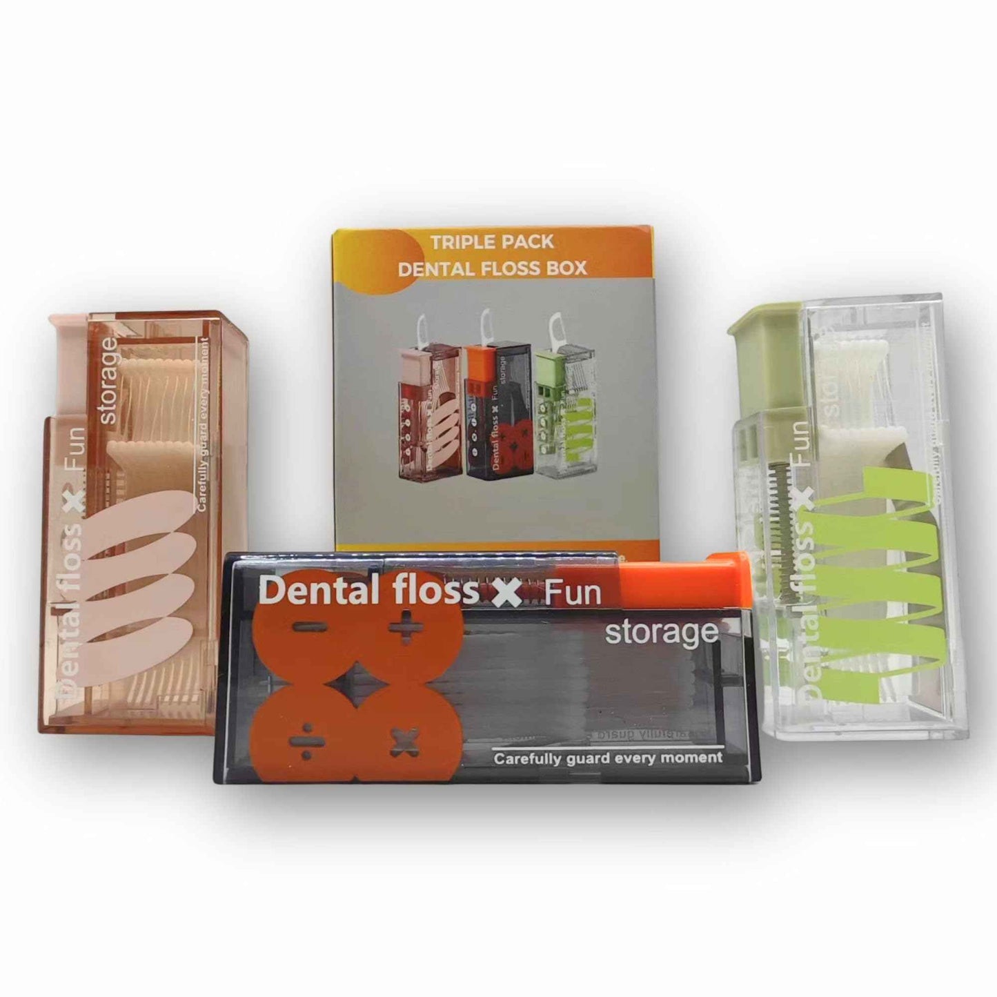 3 PCs and 3 Colors Family Pack Refillable Floss Pick Dispenser & Floss Pick Holder - with 30 Floss Picks, Perfectly Cool Dental Floss Dispenser for a Fresh Smile