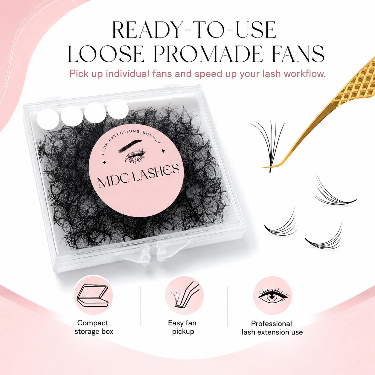 MDC Lashes 500 Promade Fans Eyelash Extensions (7D-0.07CC, 10mm)