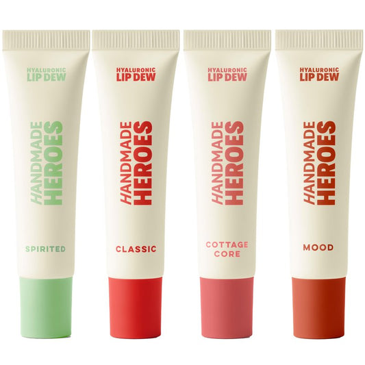 Handmade Heroes 100% Natural Vegan Tinted Lip Gloss with Hyaluronic Acid - Lightweight Moisturizing Soft Lipstick for Dry Lips - 4pc Lip Care set