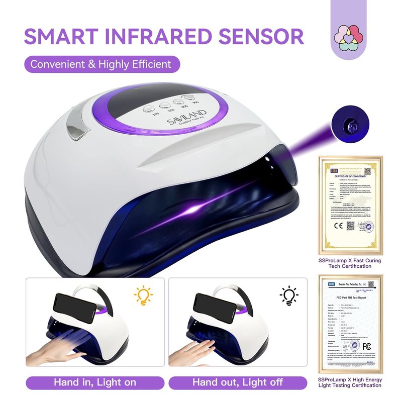 SAVILAND 300W UV Nail Lamp - Motion Sensor Gel Nail Dryer with 72 Beads & 4 Timers | Fast Curing Light for Salon Use