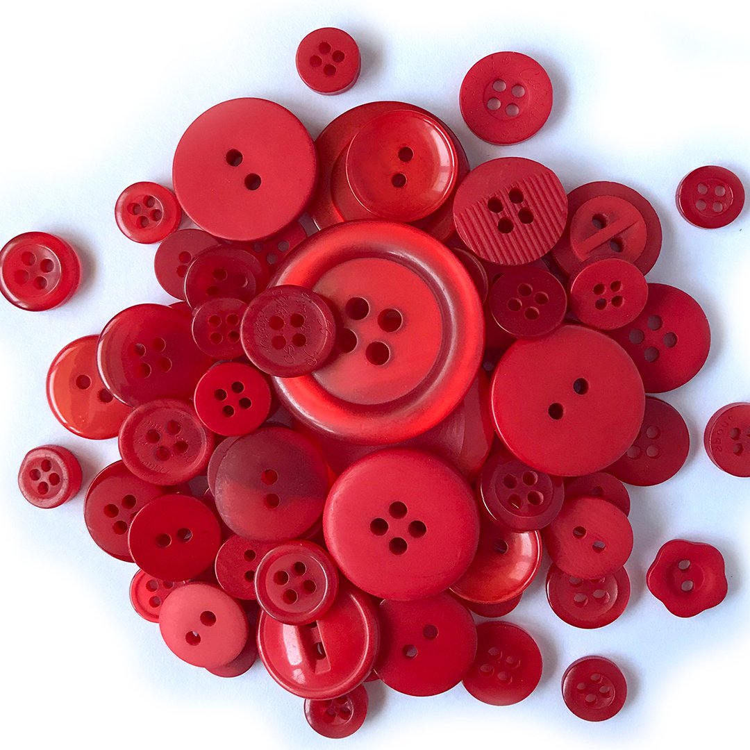 Buttons Galore Hand-Dyed Button, Red