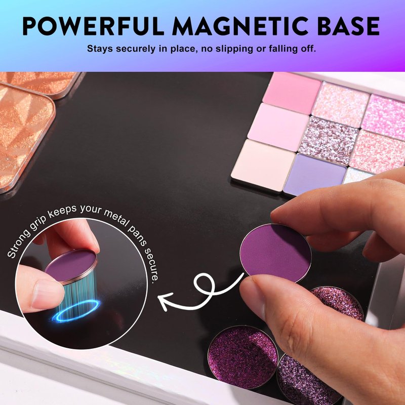 Large Empty Magnetic Palette, Portable Style Standable Case, White Holographic Cardboard Magnetic Palette, Holds 60pcs 26mm Round or Square Makeup Pans, Strong Magnet DIY Organizer