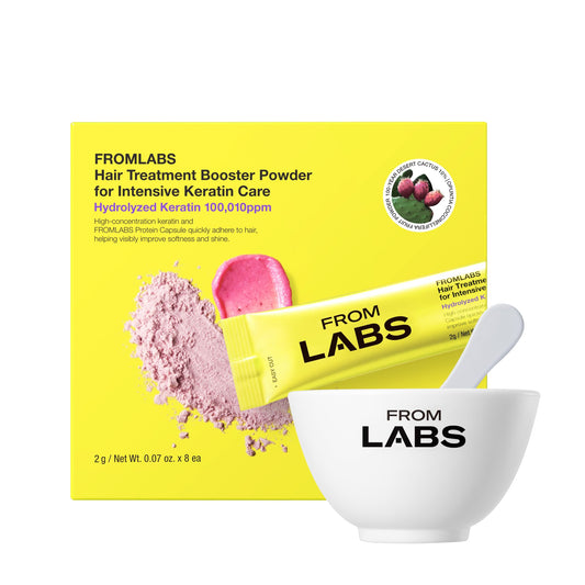 FROMLABS Keratin Treatment Booster Powder for Glass Hair | Bond Repair & Deep Conditioning for Dry, Damaged, Bleached & Color Treated Hair | For Curly, Wavy & Straight Hair | Korean Hair Care
