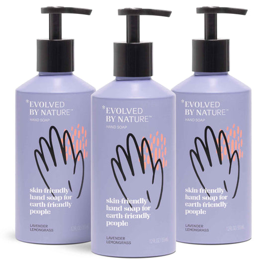 EVOLVED BY NATURE Liquid Hand Soap, 12 Oz (Pack of 3), Lavender Lemongrass, Biodegradable Formula