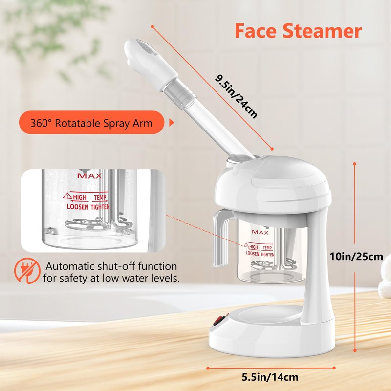 Facial Steamer - TASALON Ozone Face Steamer for Facial Deep Cleaning, Portable Facial Steamer with Removable Water Tank, Nano Ionic Face Steamer for Home Salon Spa or Personal Care