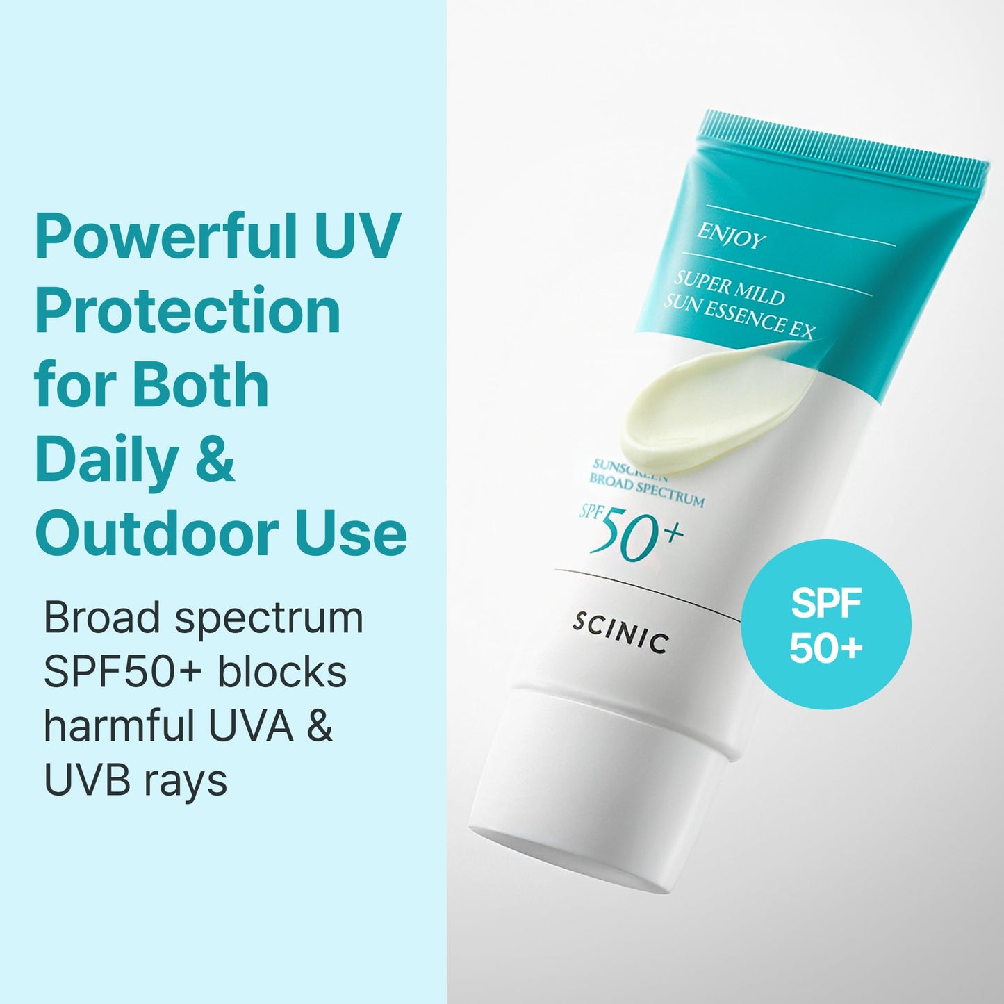 SCINIC Enjoy Super Mild Sun Essence EX 1.69 fl oz(50ml) SPF 50+ | Lightweight, Fast-Absorbing, Hydrating Sunscreen | Korean Skincare