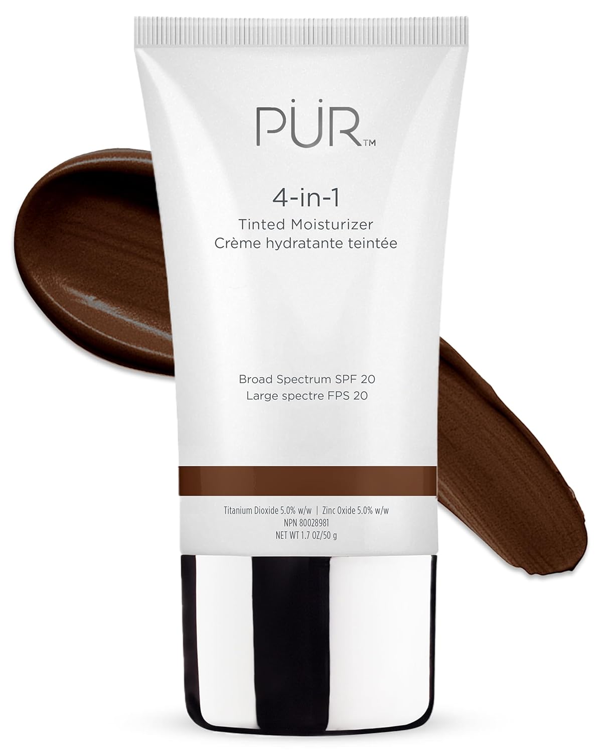 PÜR MINERALS Tinted Moisturizer SPF 20 - Hydrating 4-in-1 Skin Tint & Primer with Shea Butter | Espresso Color