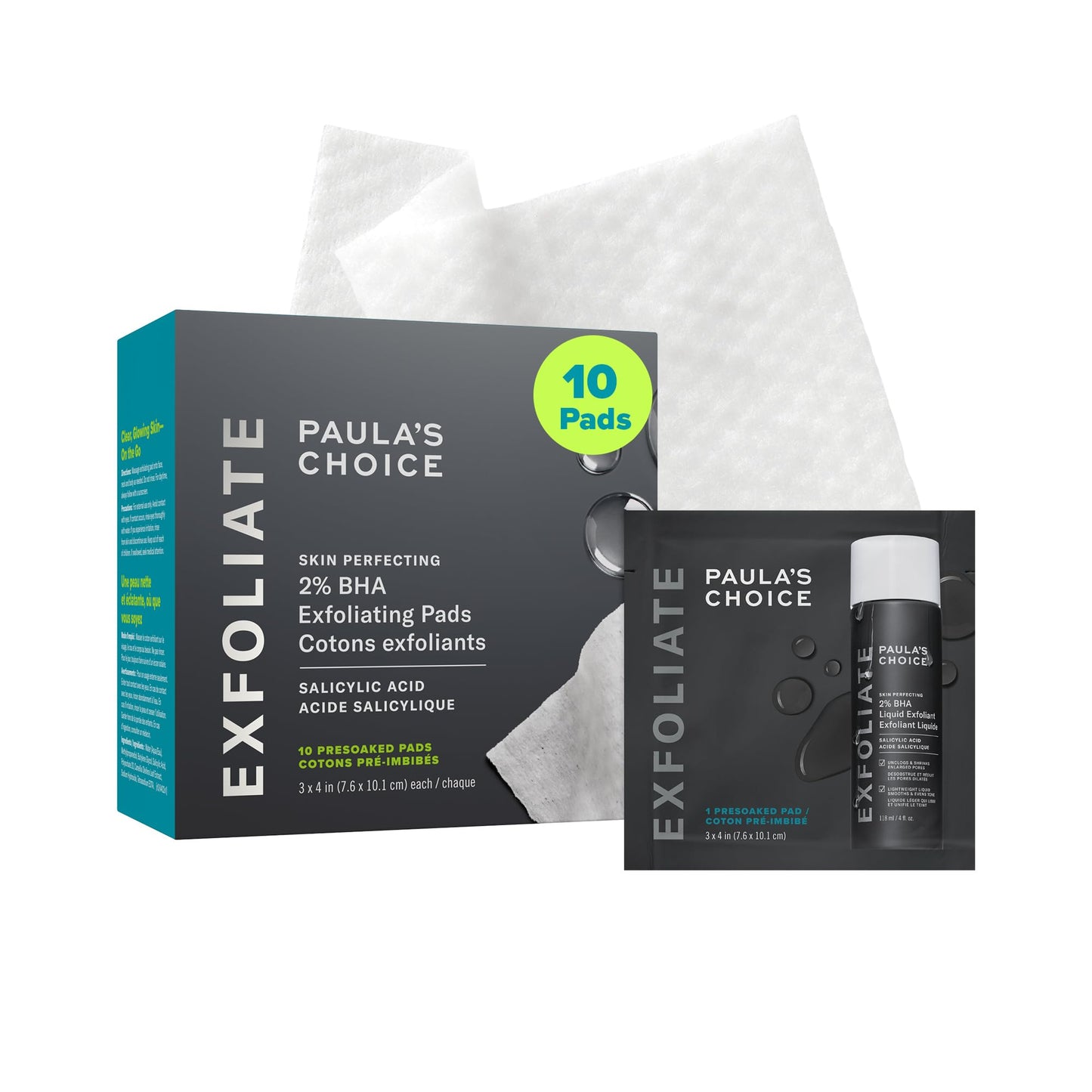 Paula's Choice SKIN PERFECTING 2% BHA Salicylic Acid Exfoliating Pads,10 Ct
