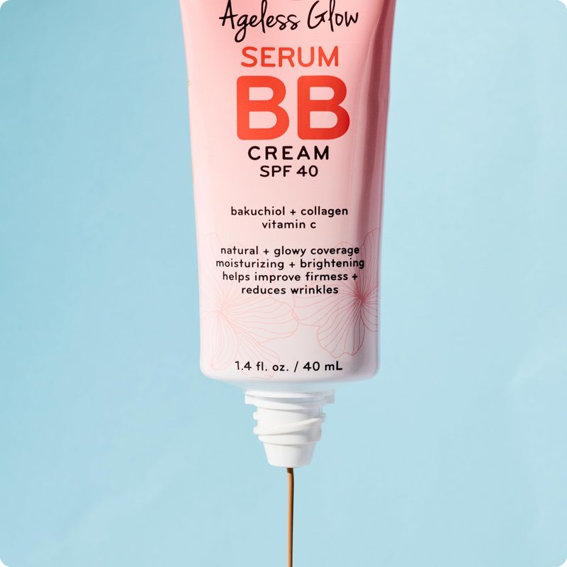 pūrlisse Ageless Glow Serum BB Cream SPF 40 - Glowy Tinted Moisturizer with SPF - Korean Skin Care Formula with Vitamin C & Bakuchiol to Firm, Brighten & Even Skin - Light Medium (1.4 oz)
