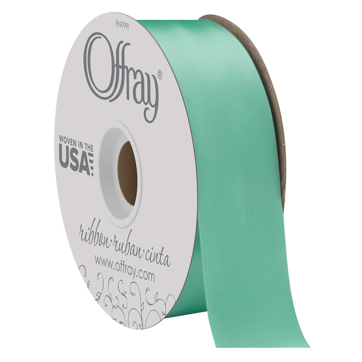 Offray Double Face Satin Craft Ribbon, 1-1/2-Inch Wide by 50-Yard Spool, Diamond Blue