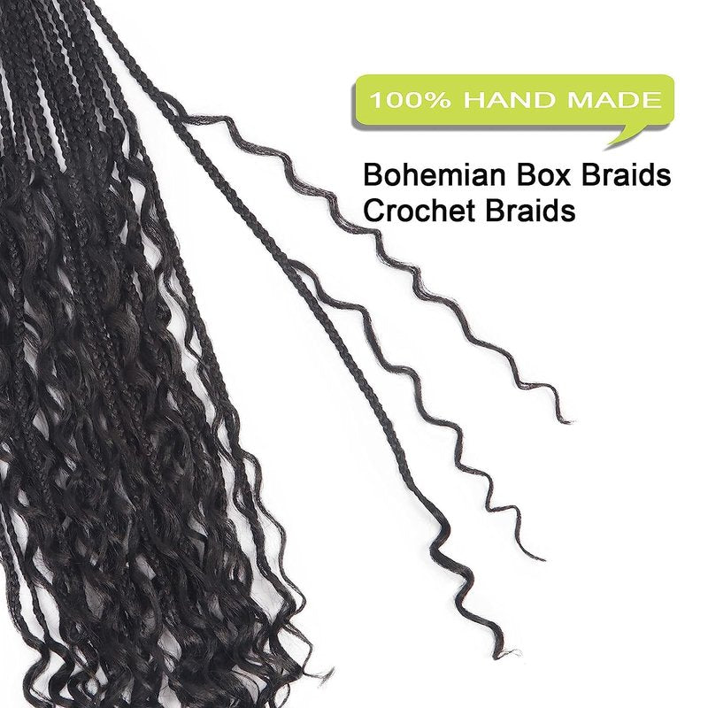 Goddess Box Braids Crochet Hair With Curly Ends 20 Inch Bohomian Box Braids Crochet Braids 8 Packs 3X Crochet Braids Synthetic Braiding Hair Extension for Black Women (20 Inch (Pack of 8), 1B)…