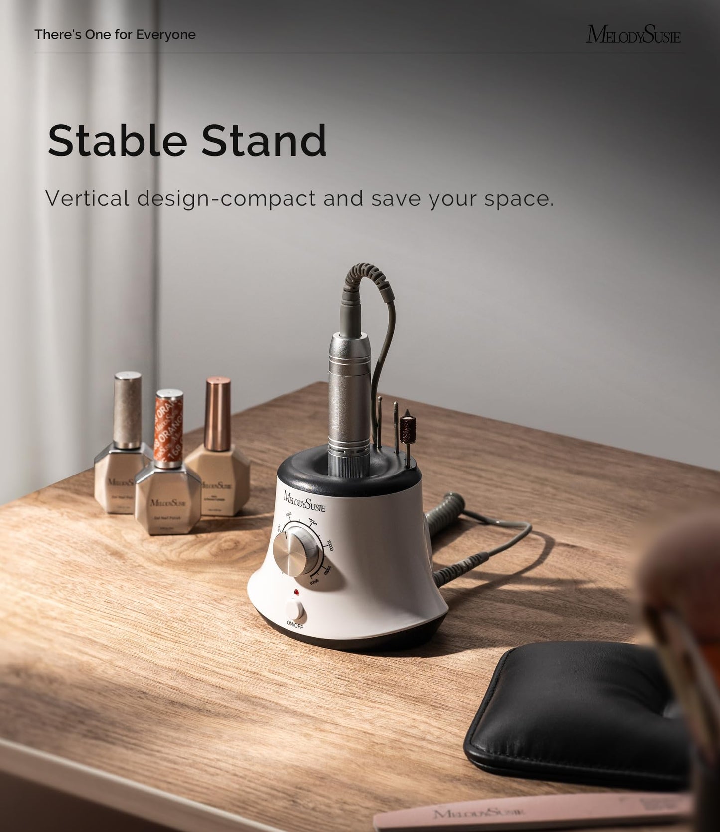 MelodySusie Multifunctional Desktop Nail Drill with Foot Pedal, SC320I 30000RPM E-File with Bit Holders & Elegant Design for Manicure Trimming, Shaping & Gel Removal, Ideal for Nail Artists & Home Use