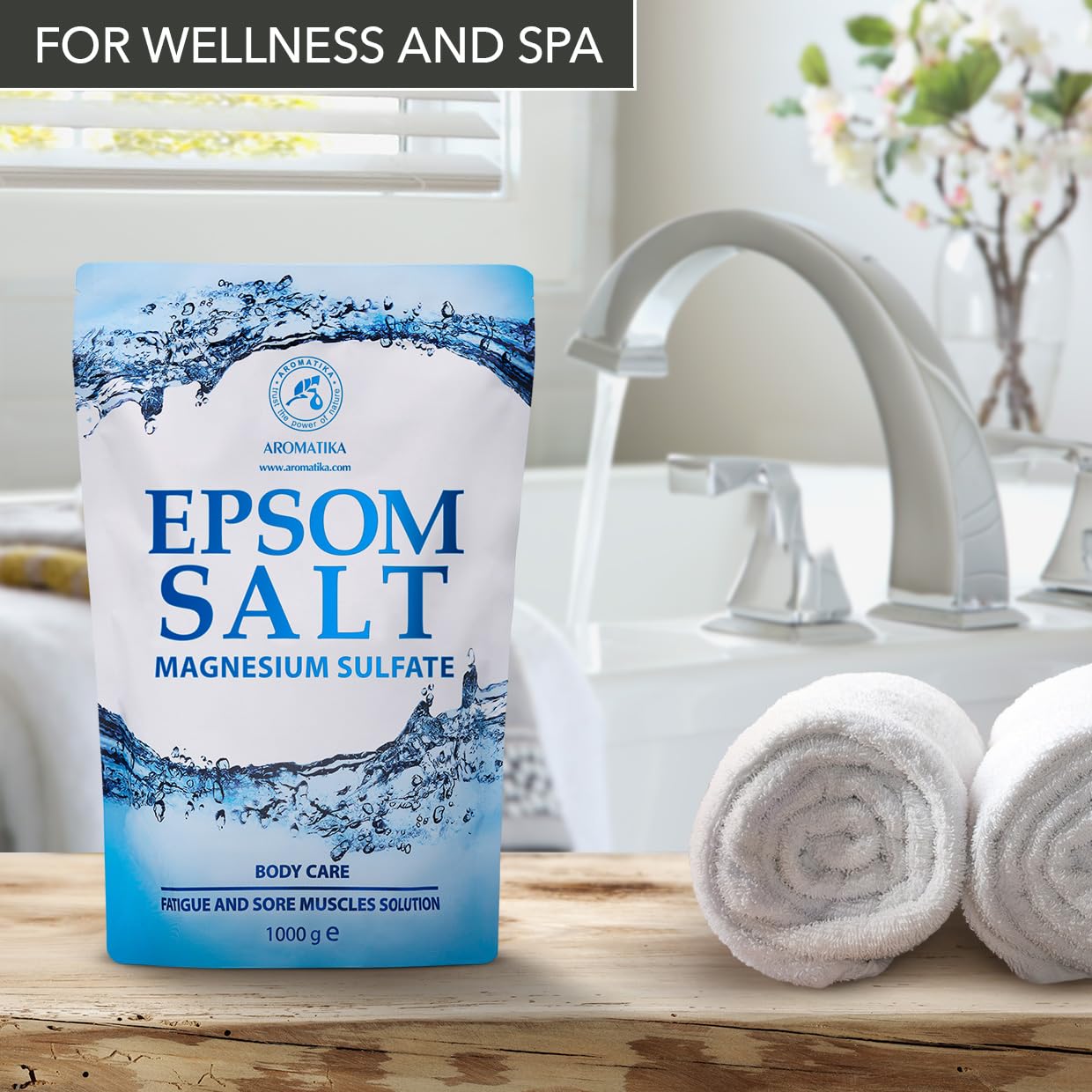 Epsom Salt Bath 1kg (35 oz) – 100% Pure Magnesium Sulphate – Relaxing & Detoxifying – Body Care & Better Sleep