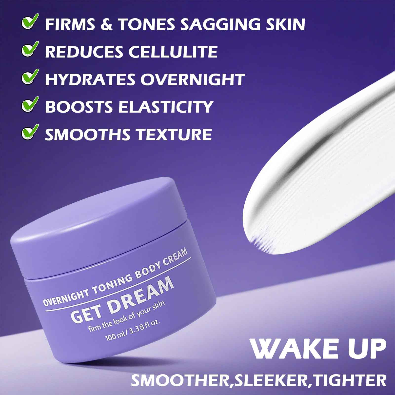 ZL7QHSE Get Dreamy Overnight Toning Whip,Lightweight Firming Cream,For Women Seeking Smooth, Tightened Skin,Ideal for Legs, Thighs, Belly & Nighttime Use-1 Pack