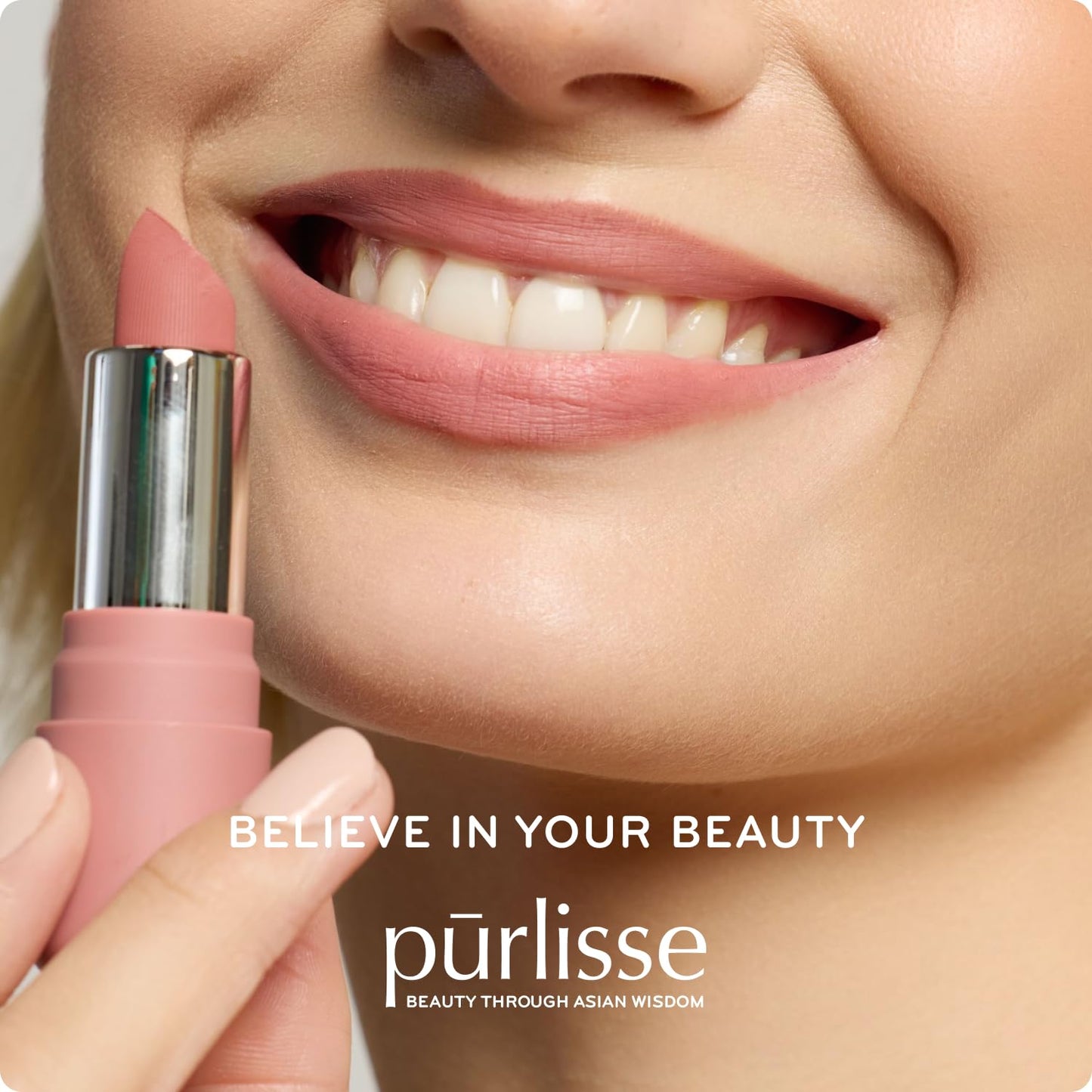 pūrlisse Velvet Crush Long Lasting Lipstick - Matte Finish Hydrating Lipstick - Enriched with Bakuchiol, Mango Seed & Shea Butter to Soften & Smooth Lips - Pinky Nude (0.12 oz)