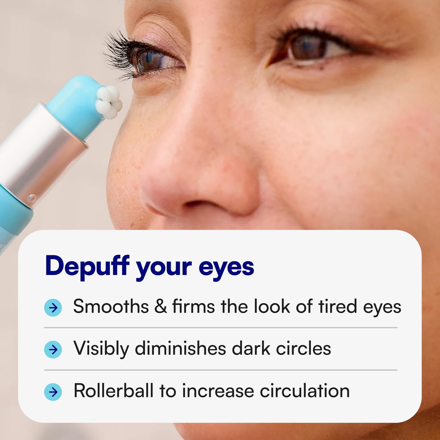 Bliss Eye Do All Things Eye Gel for Puffiness & Dark Circles, Cooling Rollerball Eye Cream with Caffeine & Peptides| Hydrates & Brightens & Depuffs Tired Looking Eyes, 0.7 fl oz