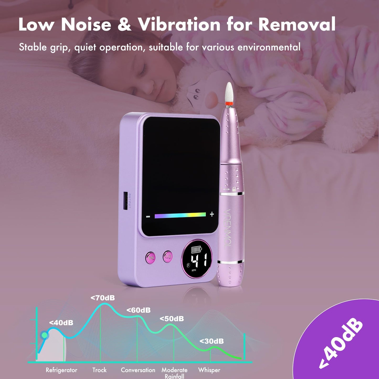 Vrenmol Nail Drill Professional: 45000 RPM Electric Nail File Smart Touchscreen Rechargeable Nail Dr Ill Kit Portable Nail Drill with 12 Drill Bits for Acrylic Nail Gel Polishing Removing Efile Salon