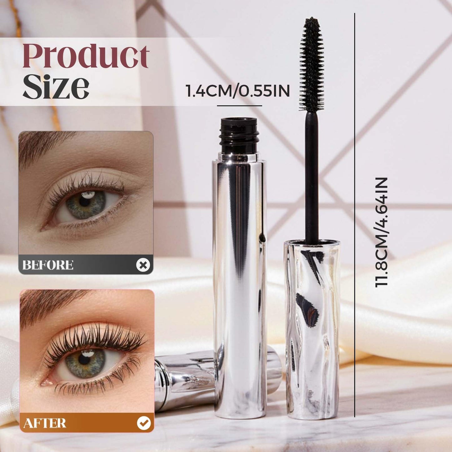 Steel Tube Eyelash Primer, 2026 New Curling Steel Pipe Metal Wand Mascara Black for Volume and Length, Mascara for Older Women 60 Plus, Non Clumping Long Wear Non-Smudged