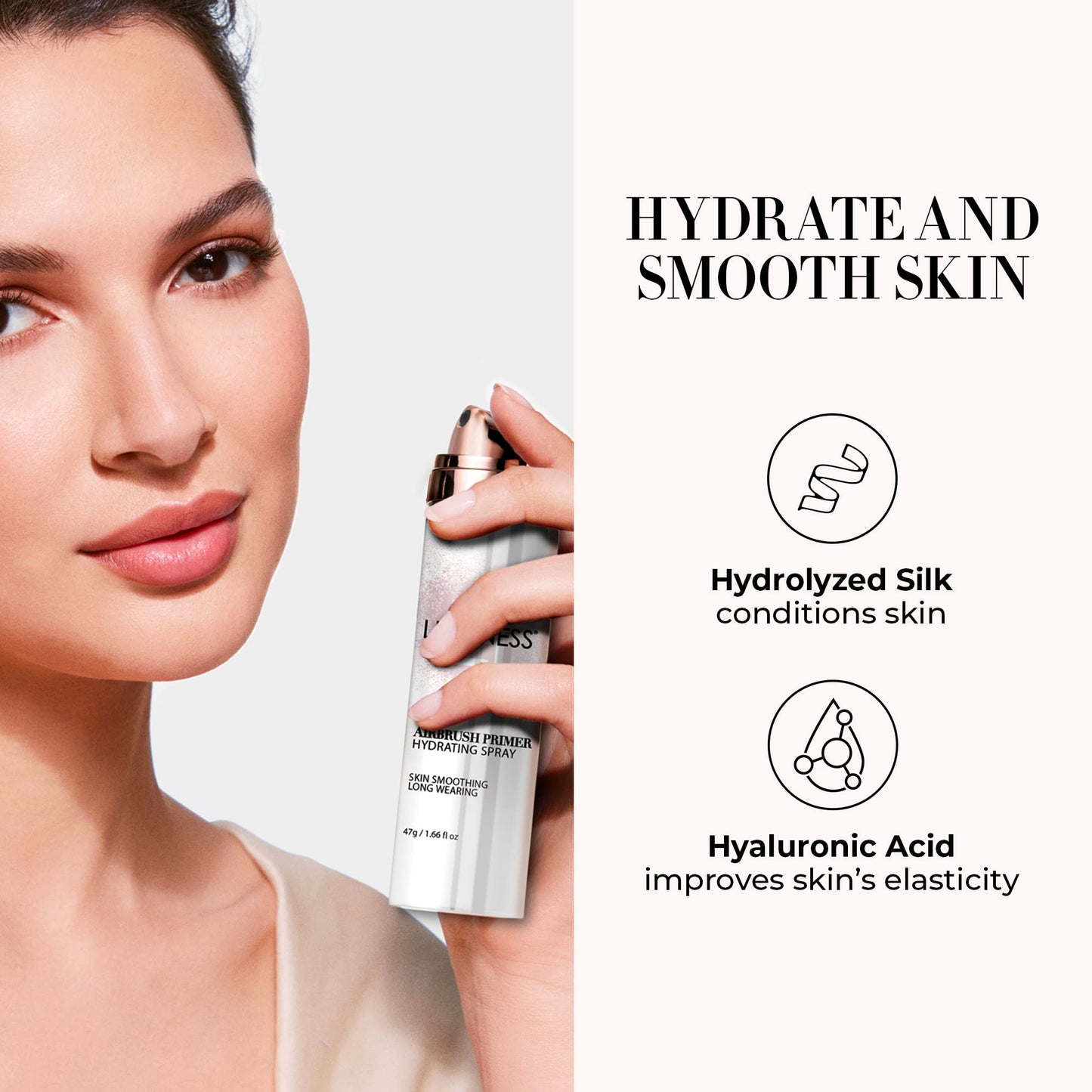 LUMINESS Airbrush Primer Hydrating Spray - Primes, Hydrates and Smooths Skin Texture for The Ultimate Canvas for Foundation Application - Hydrolyzed Silk & Hyaluronic Acid - 1.66oz