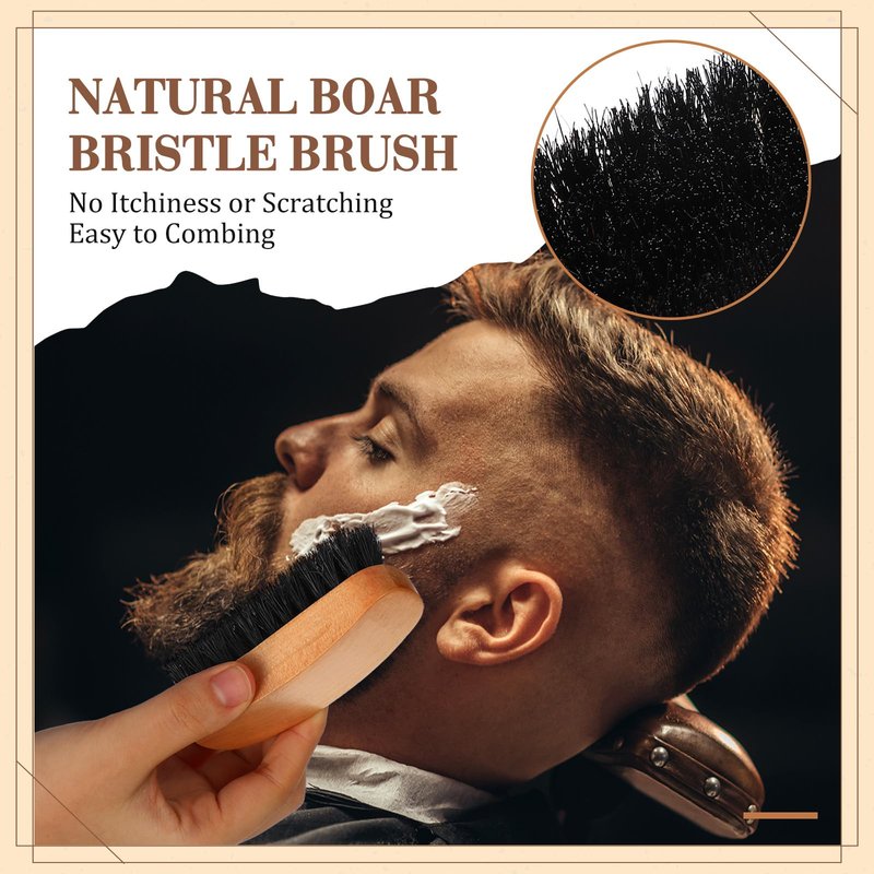 Maitys 10 Sets Beard Brush and Comb Set Bulk Boar Bristle Beard Brush Comb Scissors Kit Gifts for Men Father Colleague Employee Appreciation(Rectangle)