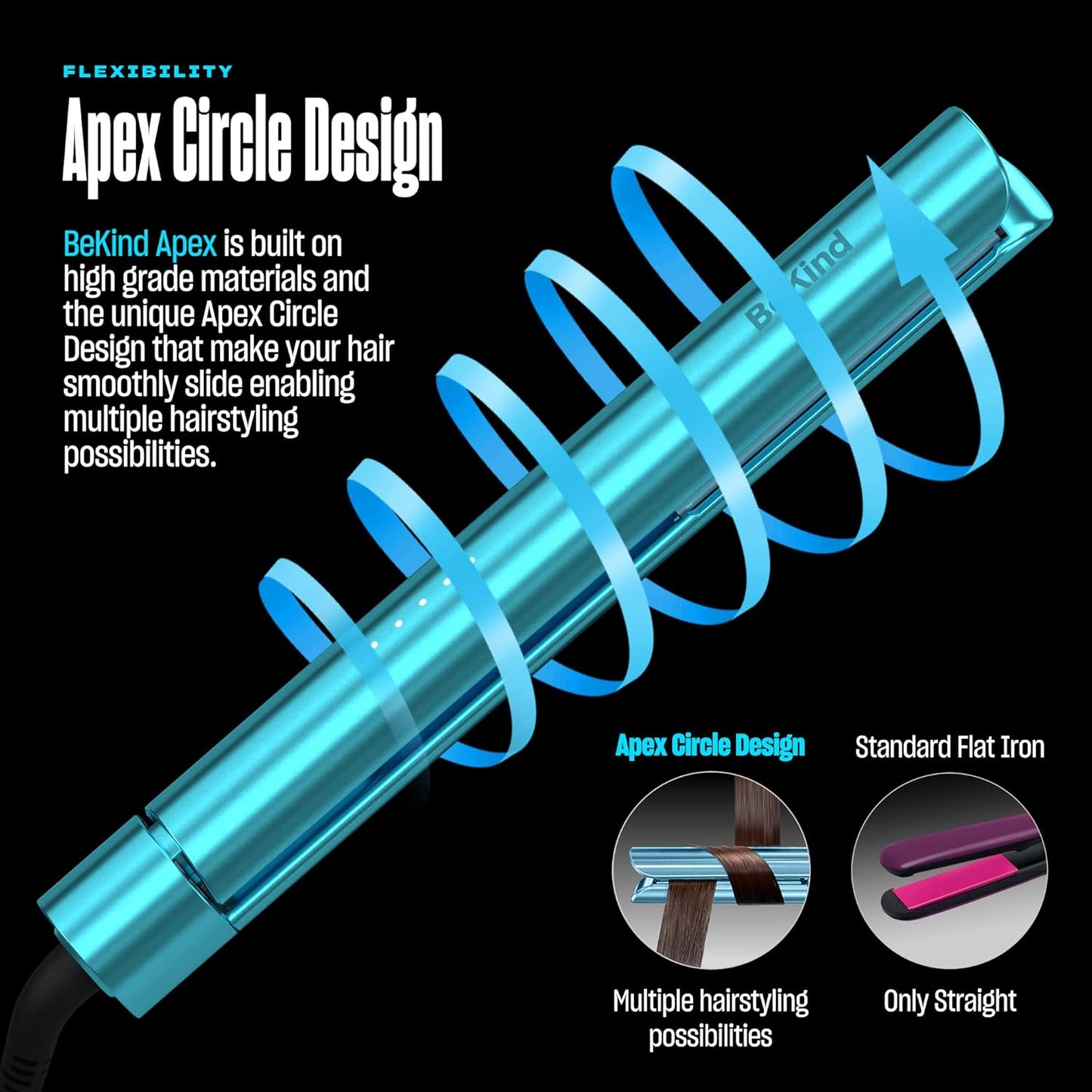 Apex 2-in-1 Hair Straightener & Curler - 460°F Fast Heating, UltraSmooth Tech | Crystal Blue Gift Set for Women