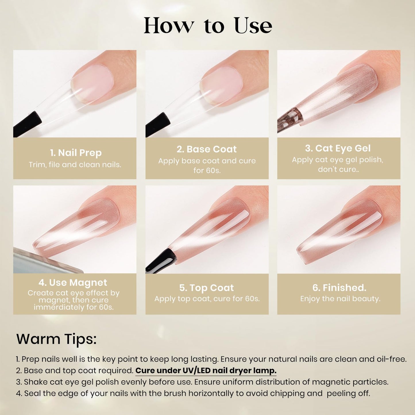 MIZHSE 8 Colors Cat Eye Gel Nail Polish, Glitter Magnetic Gel Polish Set