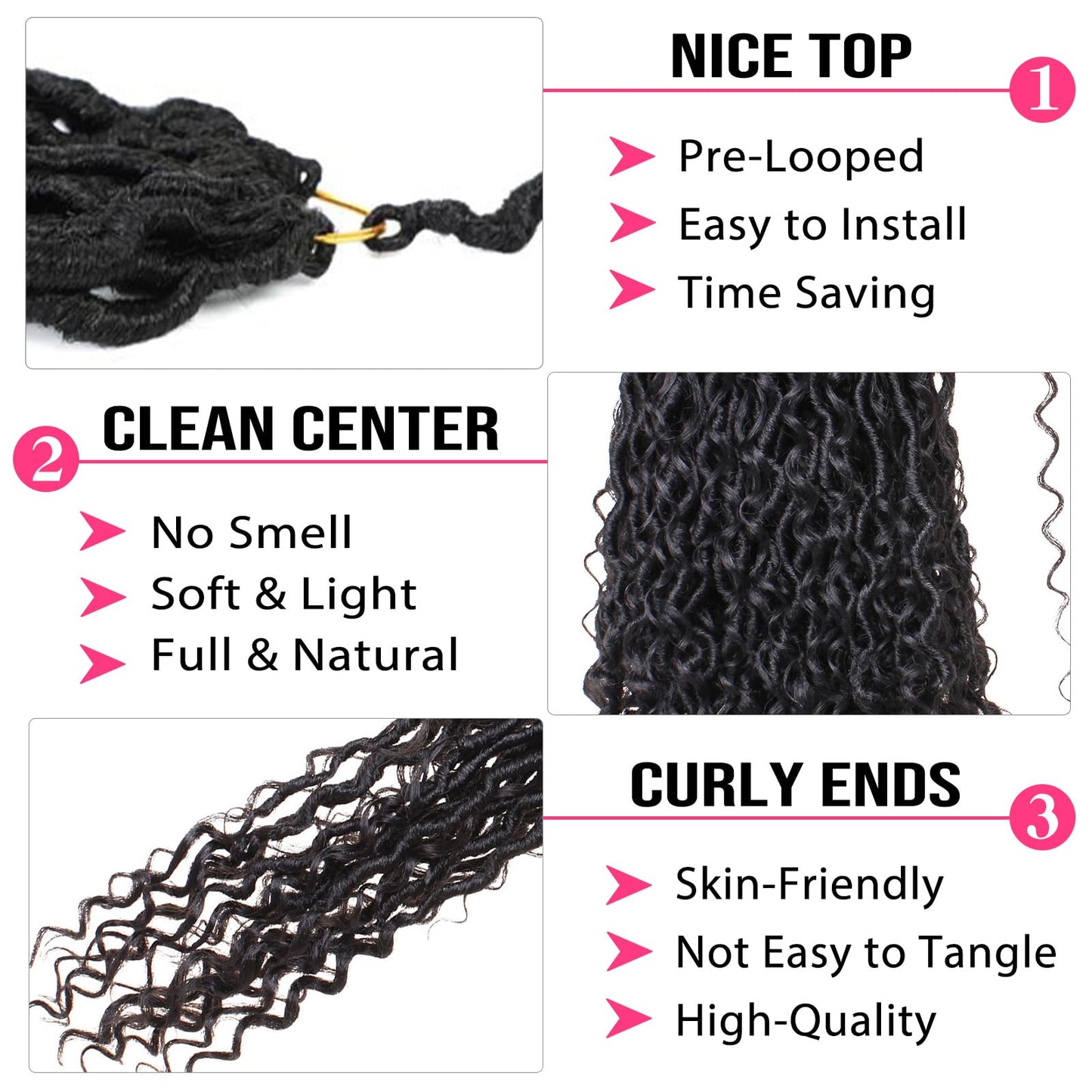 RuiYok 8 Packs 30 Inch Goddess Locs Crochet Hair Ombre Blonde Crochet Faux Locs Long Boho Locs Crochet Hair for Black Women Pre-looped Soft Locs Crochet Braids Curly Braiding Hair Extensions 1B27613#