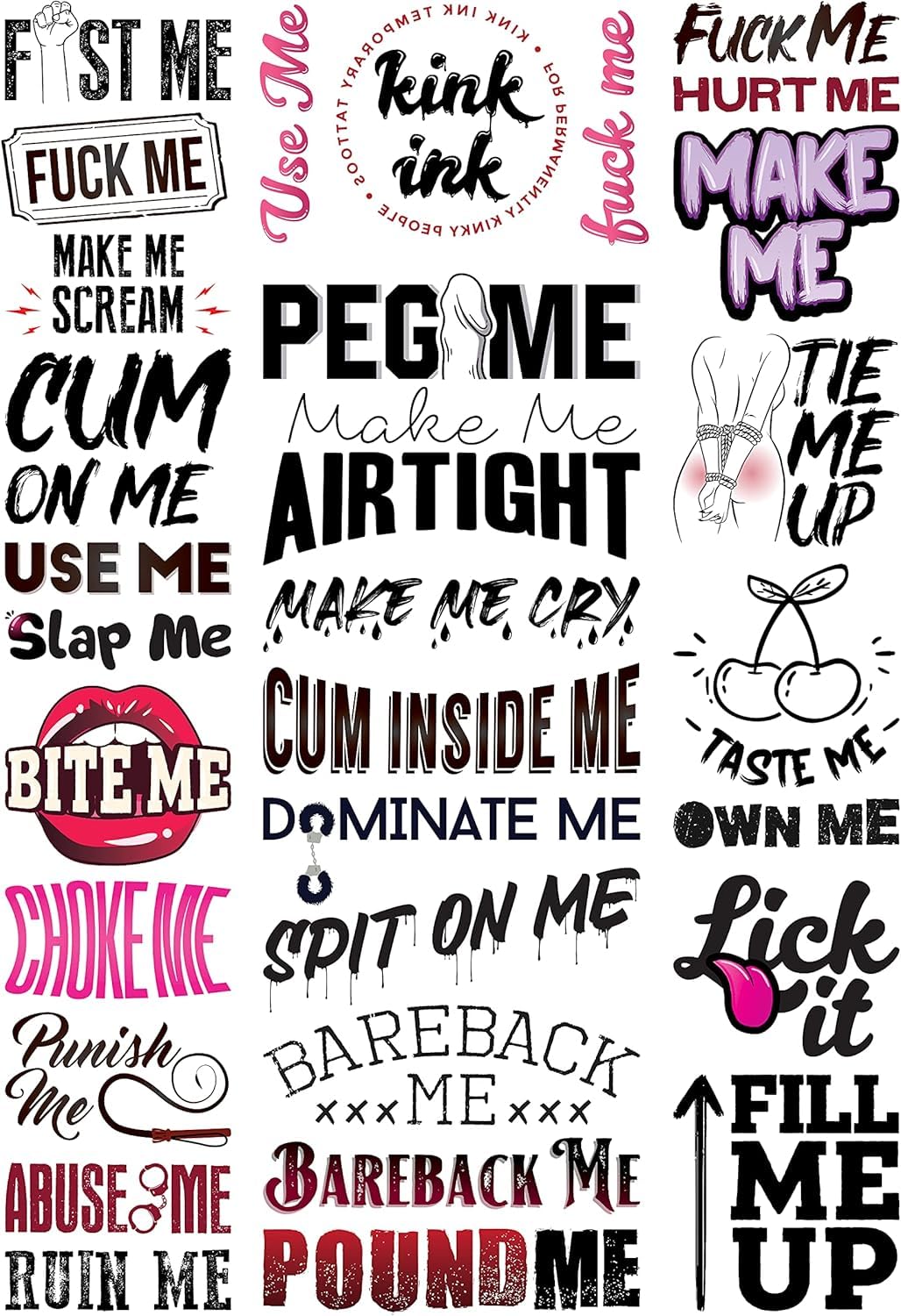 Kink Ink - 30 Sexy Naughty Temporary Tattoo Kinky Adult Fake Sticker