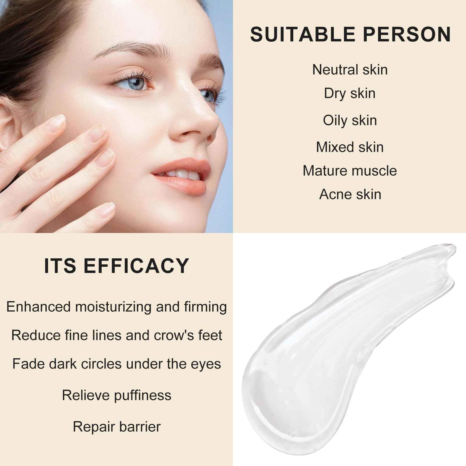 Instant Eye Tightener - Quickly Reduces Dark Circles, Eye Bags, Puffiness and wrinkles, Locks in Moisture(30ML)