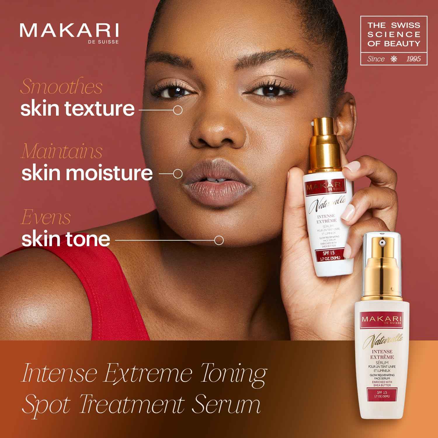 Makari Intense Extreme Toning Spot Treatment Serum SPF15 (1.7 oz) | Skin-Rejuvenating Serum with Shea Butter for Dry to Normal Skin Types | Helps Fade Blemishes, Soothe Wrinkles, and Brighten Skin