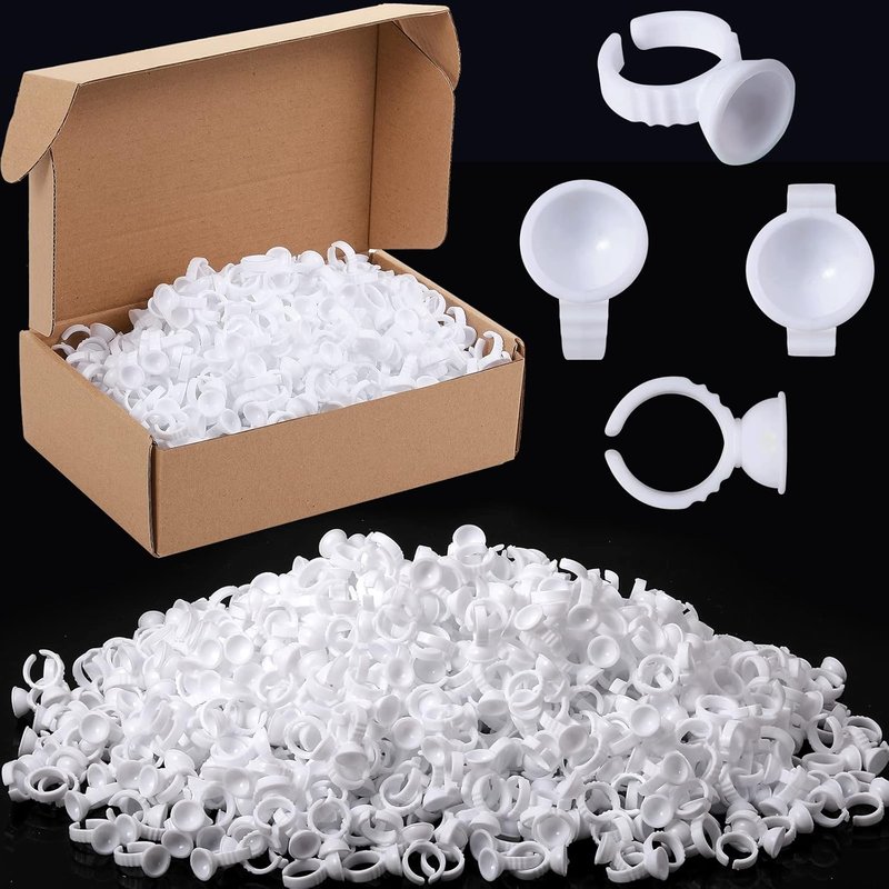 Eyelash Extension Glue Rings - 1000 Pcs Disposable Lash Glue Holders | Round Style for Beauty Salons