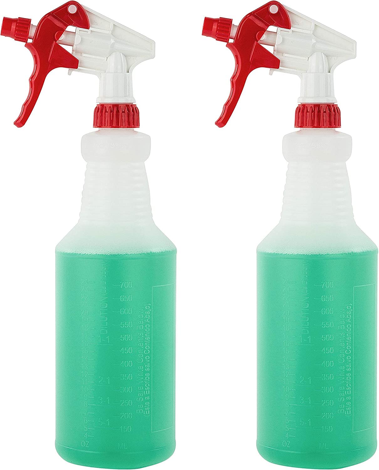 Plastic Spray Bottles Leak Proof Technology Empty 32 oz HDPE Commercial HDPE Heavy duty for cleaning solutions , with measurements , with fully Adjustable , Non-Clogging Nozzle, - 8 Sets