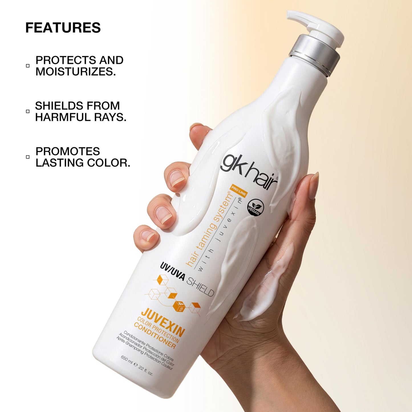 GK HAIR Shield Conditioner 22 Fl Oz – UV Protection Conditioner for Color Treated Hair, Moisturizing & Repair Conditioner for Dry Damaged Hair with Aloe Vera & Natural Oils, Hydrating Color Safe