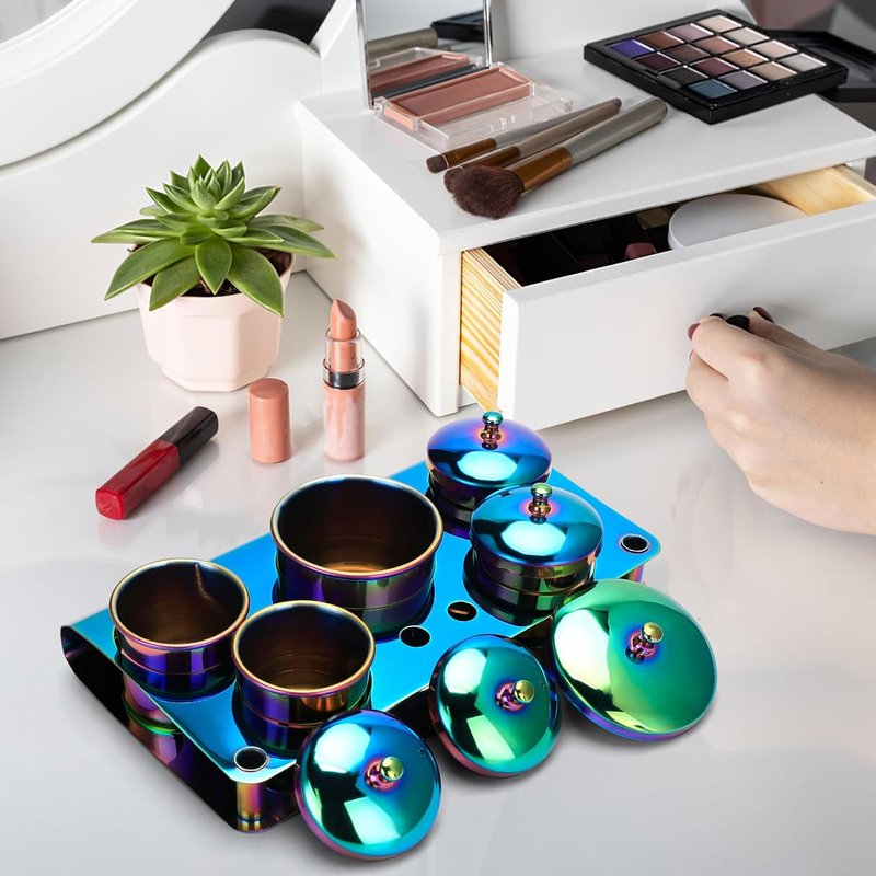 Acrylic Liquid Container Set - 5 PCS Stainless Steel Dappen Dishes for Nail Art | Durable & Versatile