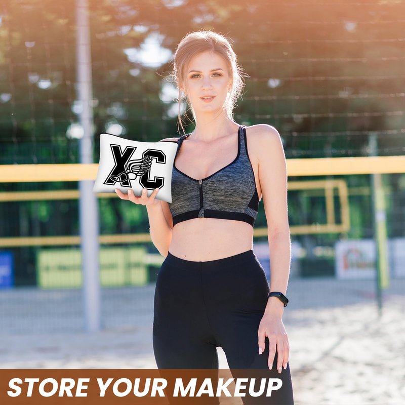 Kacctyen 18 PCS Cross Country Makeup Bag Cross Country Running Lover Gift Track Running XC Zipper Cosmetic Bag for Women(Cross Country)