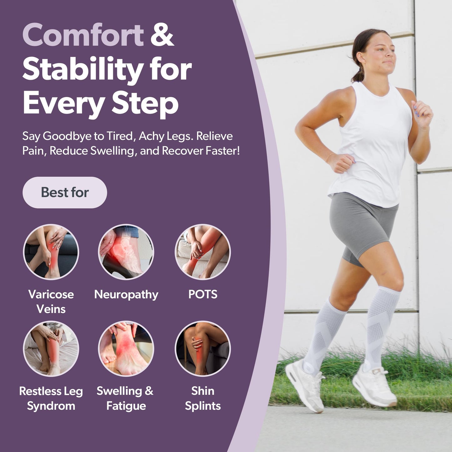 BraceAbility Compression Socks for Circulation - 20-30 mmHg Knee High Neuropathy Open Toe Stockings for Varicose Veins, Swelling, RLS, Medical Toeless Support for Men or Women - 1 Pair (M - Black)