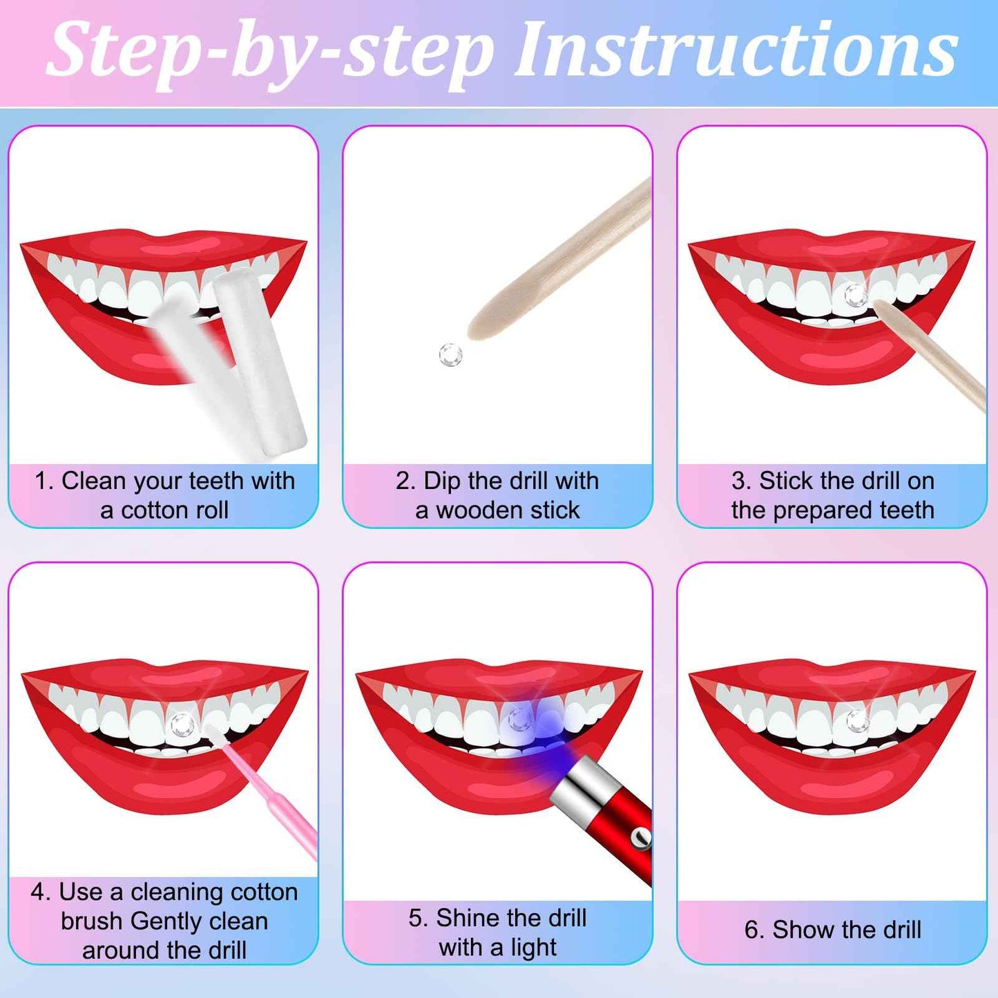 Leelosp 480 Pcs Tooth Gem Kit DIY Teeth Crystals Jewelry Fashionable Teeth Gems Kit Artificial Crystal Tooth Reflective Ornaments (Without Glue) (White)