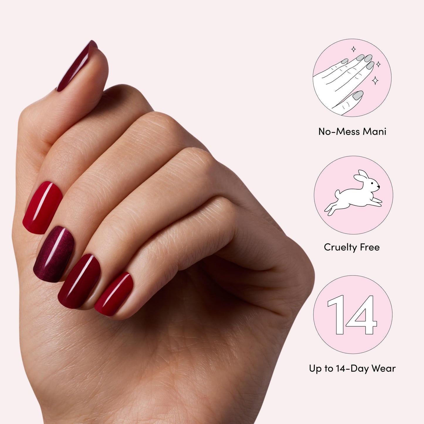 Dashing Diva Glaze Nail Strip 3-in-1 Kit - Best of Reds - Long Lasting, Chip Resistant, Semi-Cured Gel Nail Strips - Contains 96 strips, 3 prep pads, 3 manicure sticks, 1 nail file