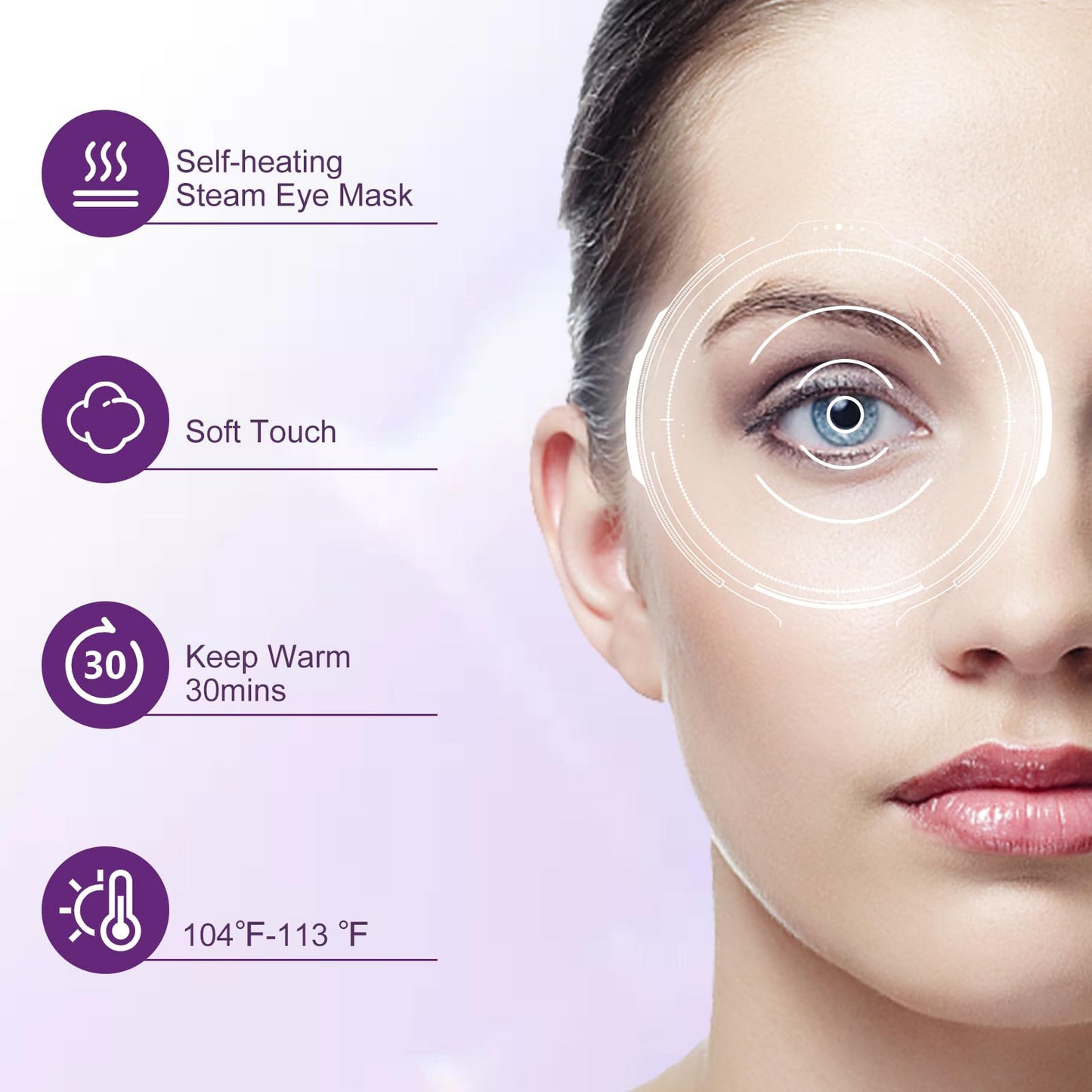 XPCARE 32 Pack Steam Eye Masks for Dry Eyes, SPA Warm Sleep Eye Mask, Disposable Heated Eye Mask for Dark Circles, Puffy Eyes, Relief Stress Eye Fatigue(Lavender)