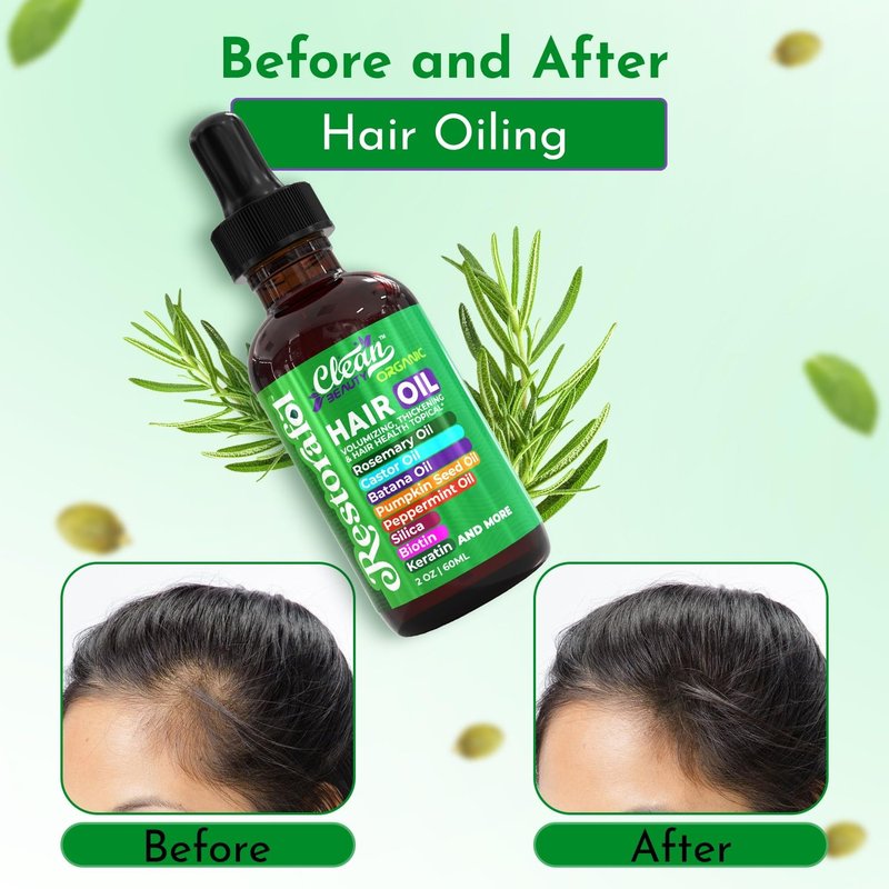 Rosemary Hair Oil for Growth - Natural Blend with Castor, Pumpkin Seed & Peppermint Oils | 1 Pack