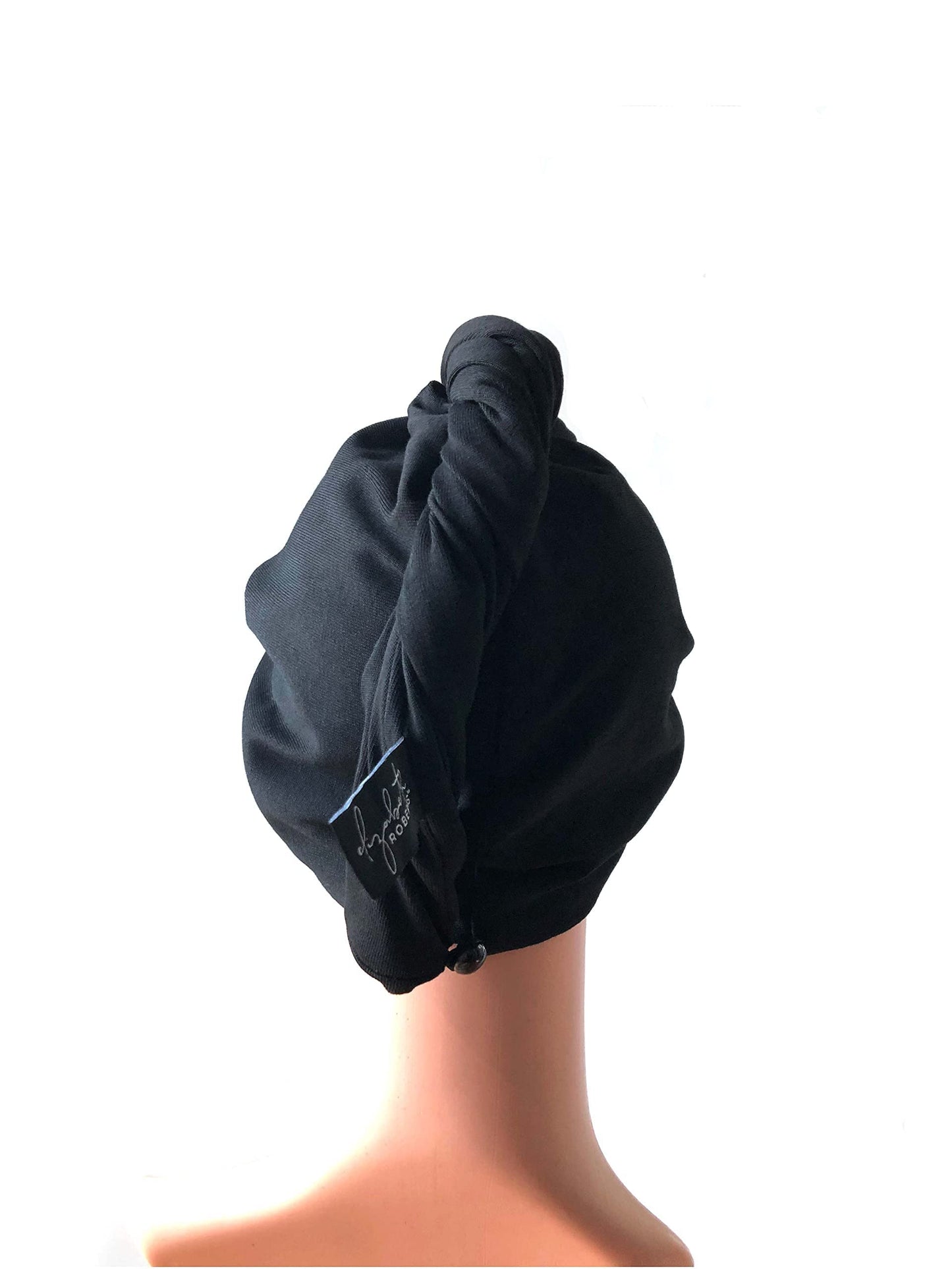Elizabeth Roberts 100% Cotton T Shirt Hair Towel Wrap Plopping Essential Turban Style Hair Drying Towel for Women and Men All Hair Types and Styles, Black