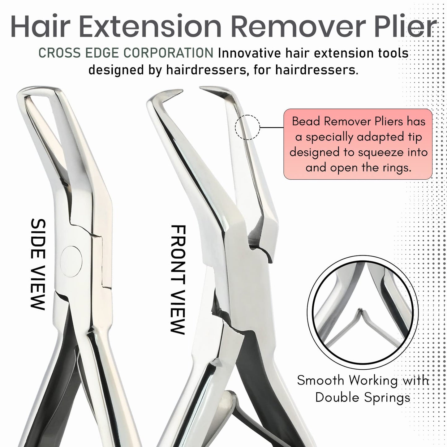Silver Professional Hair Extension Tools Kit - Complete Set with Microbeads Crimping Plier, Micro Ring & Tape-in Remover Plier, Hair Parting Tool, Bead Loop & Needle Pulling Hook